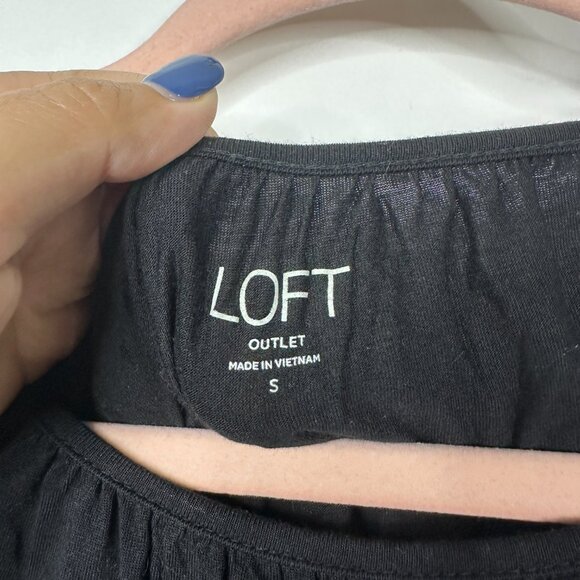 2/$30 LOFT Lace Trimmed Peasant Blouse Long Sleeve Black Small #A0332 TRB2 - Picture 7 of 9